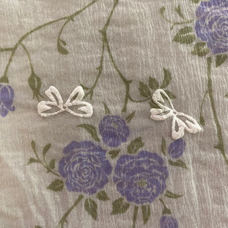 Puffy Butterflies Hammered Organza (Deadstock) - Honey Dew / Indigo