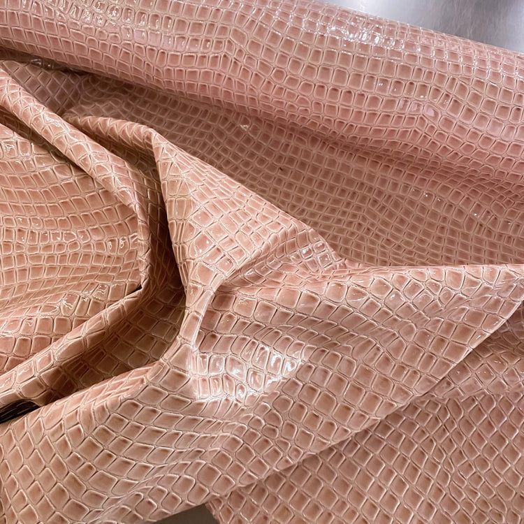 Patent Crocodile Faux Leather - Large Pattern - Light Coral