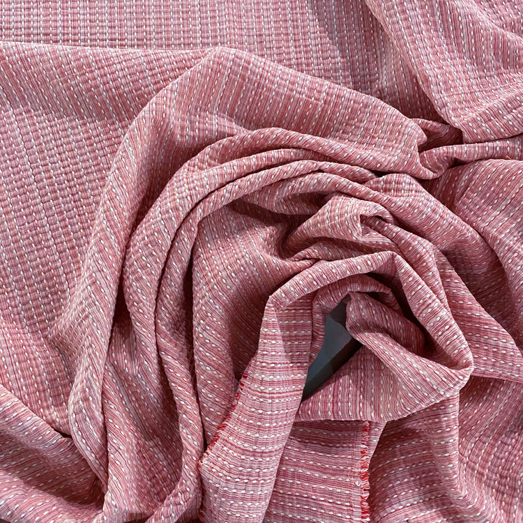 Sashiko Boro Yarn Stripe Cotton - Light Pink