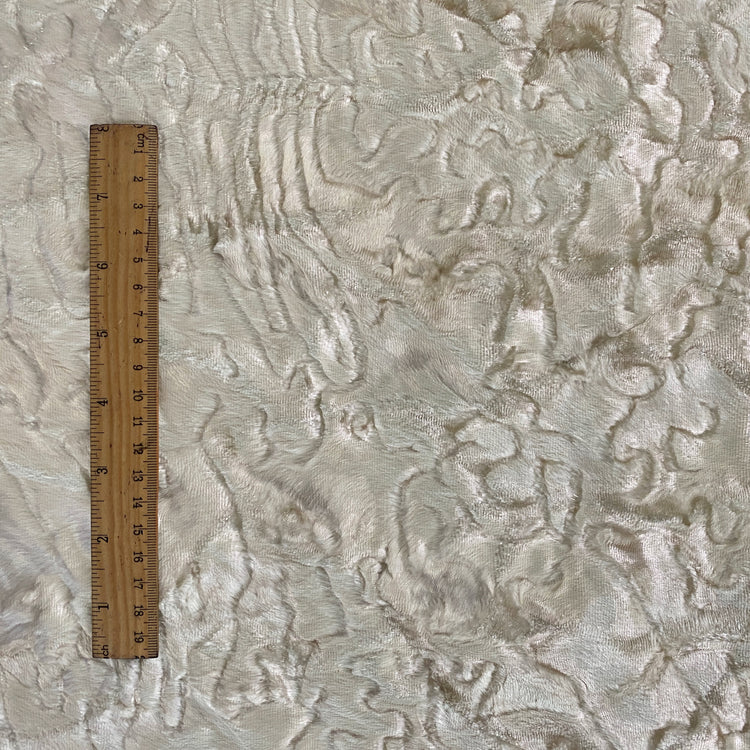 Textured Acetate Plush Velvet - Ivory Blush