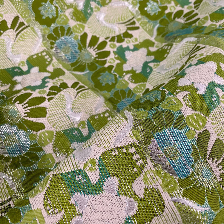 Floral Pop Nouveau Cotton/Poly Brocade - Ivory/Olive