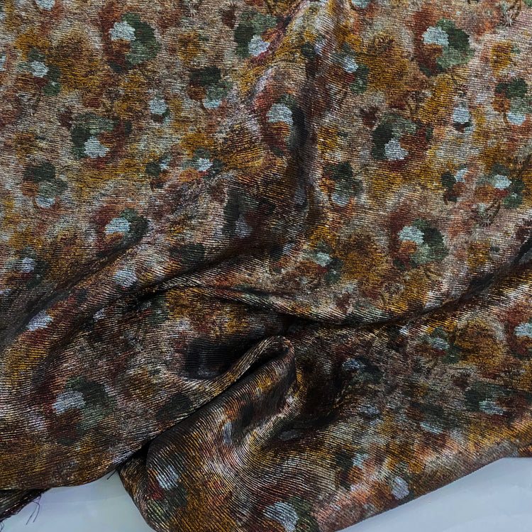 Abstract Floral Metallic Ribbed Cord - Black/Gold