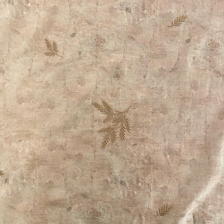 Embroidered Botanical Silk Cotton Voile - Moccasin