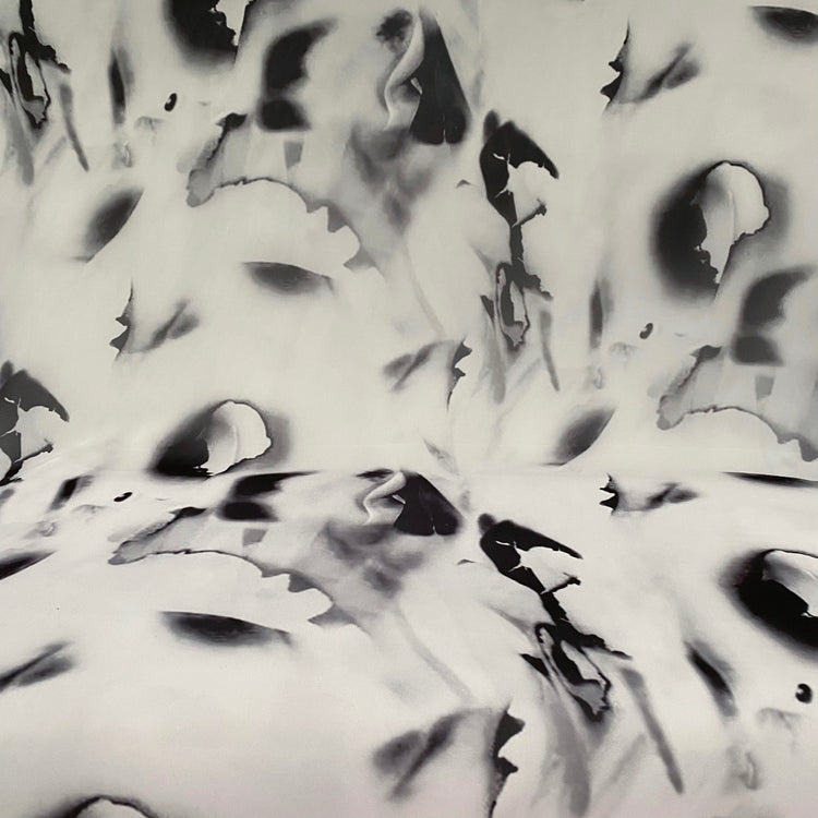 Burnt Paper Print Crepe de Chine - White/Black