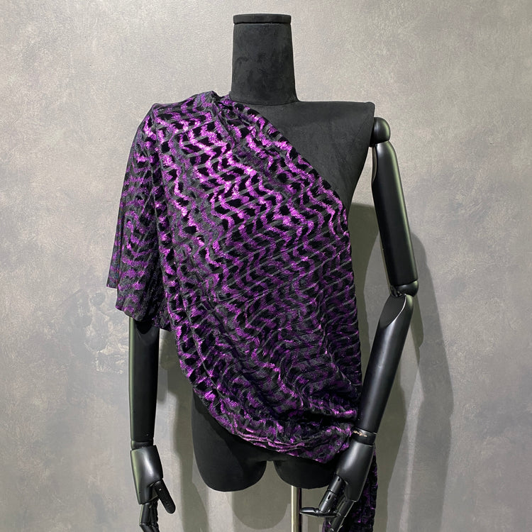 Animal Print Foiled Striped Velour - Dark Magenta / Black