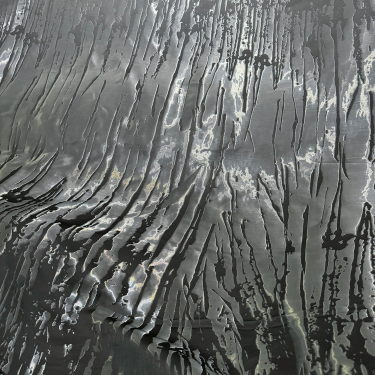 Abstract Lines Crystal Satin - Gunmetal / Black