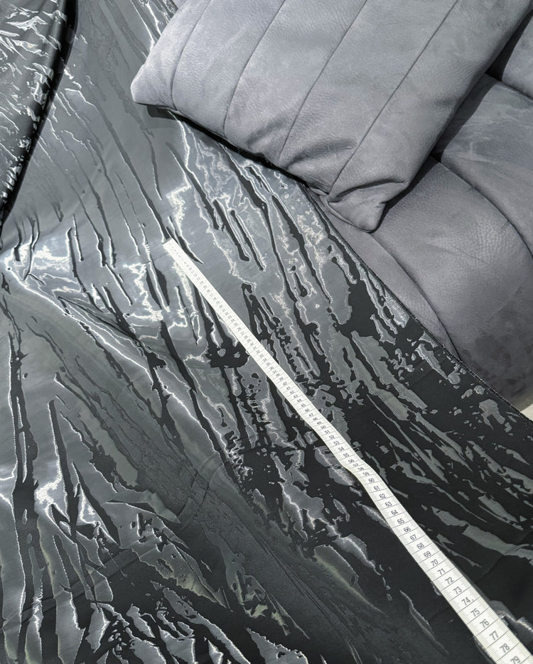 Abstract Lines Crystal Satin - Gunmetal / Black