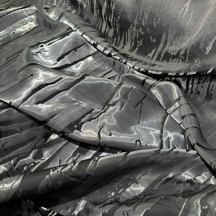 Abstract Lines Crystal Satin - Gunmetal / Black