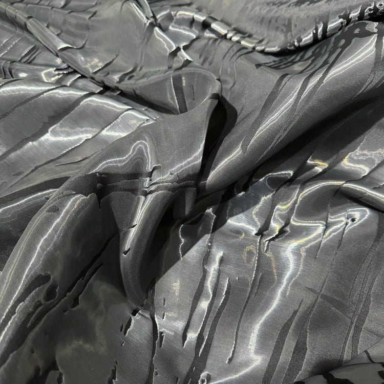 Abstract Lines Crystal Satin - Gunmetal / Black