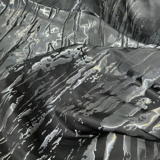 Abstract Lines Crystal Satin - Gunmetal / Black