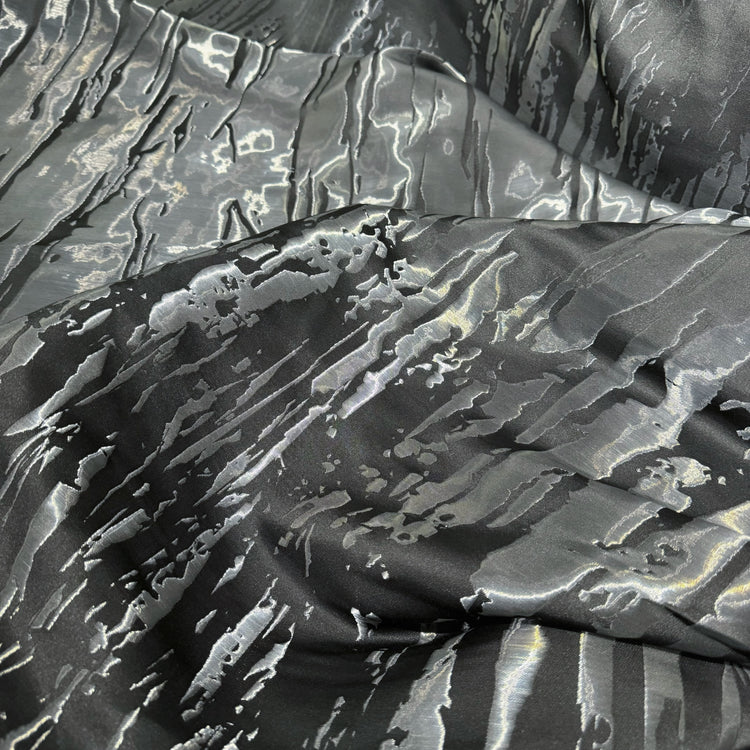 Abstract Lines Crystal Satin - Gunmetal / Black