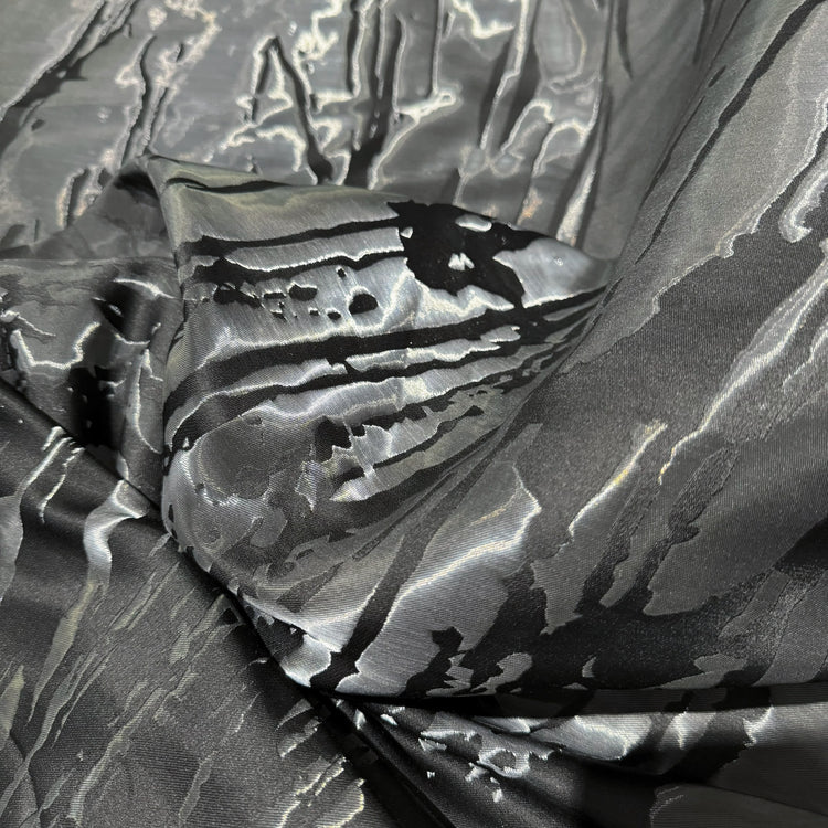 Abstract Lines Crystal Satin - Gunmetal / Black