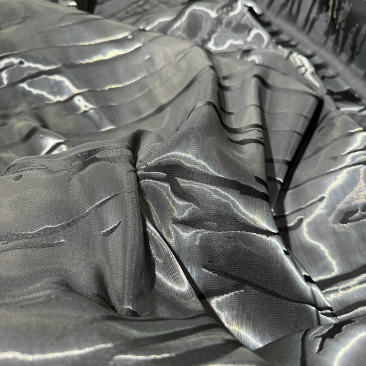 Abstract Lines Crystal Satin - Gunmetal / Black