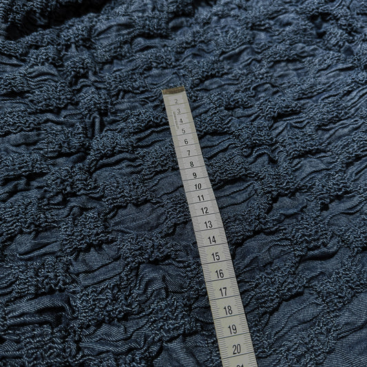 Checkerboard Smocked Denim - Medium Denim Blue