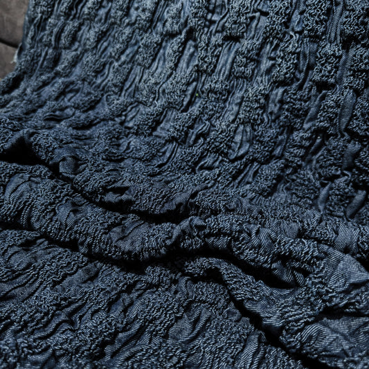 Checkerboard Smocked Denim - Medium Denim Blue