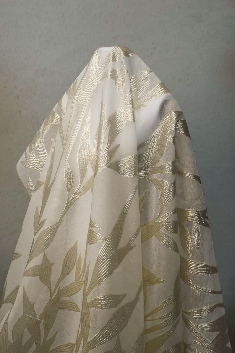 Metallic Bamboo Insert Chiffon - Lemon Chiffon Metallic/White