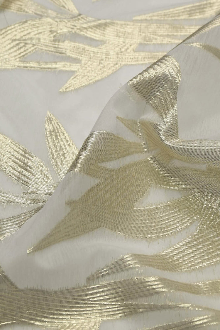 Metallic Bamboo Insert Chiffon - Lemon Chiffon Metallic/White