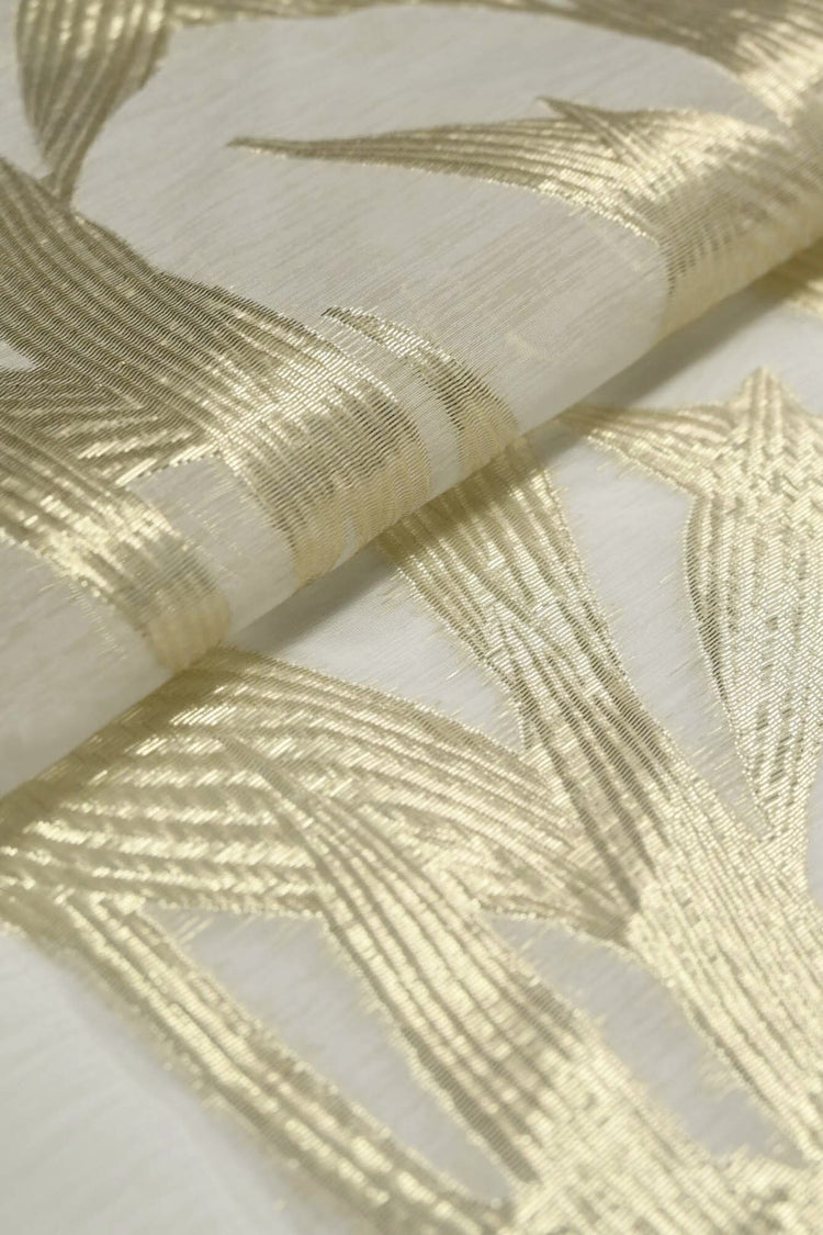Metallic Bamboo Insert Chiffon - Lemon Chiffon Metallic/White