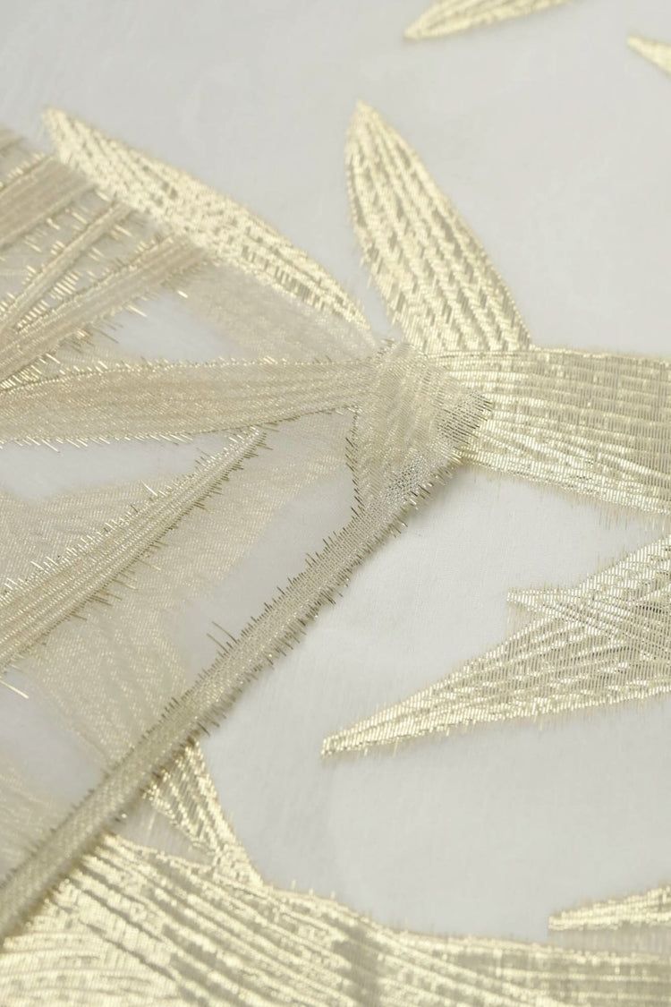Metallic Bamboo Insert Chiffon - Lemon Chiffon Metallic/White
