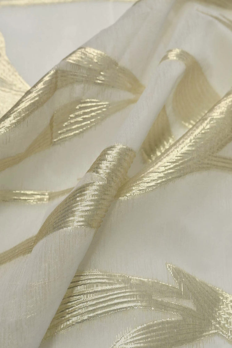 Metallic Bamboo Insert Chiffon - Lemon Chiffon Metallic/White