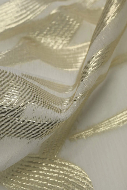 Metallic Bamboo Insert Chiffon - Lemon Chiffon Metallic/White