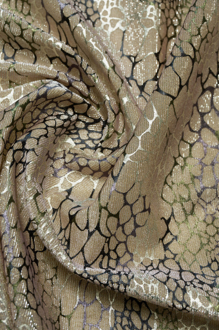 Metallic Animal Skin Double Knit - Light Mauve/Gold