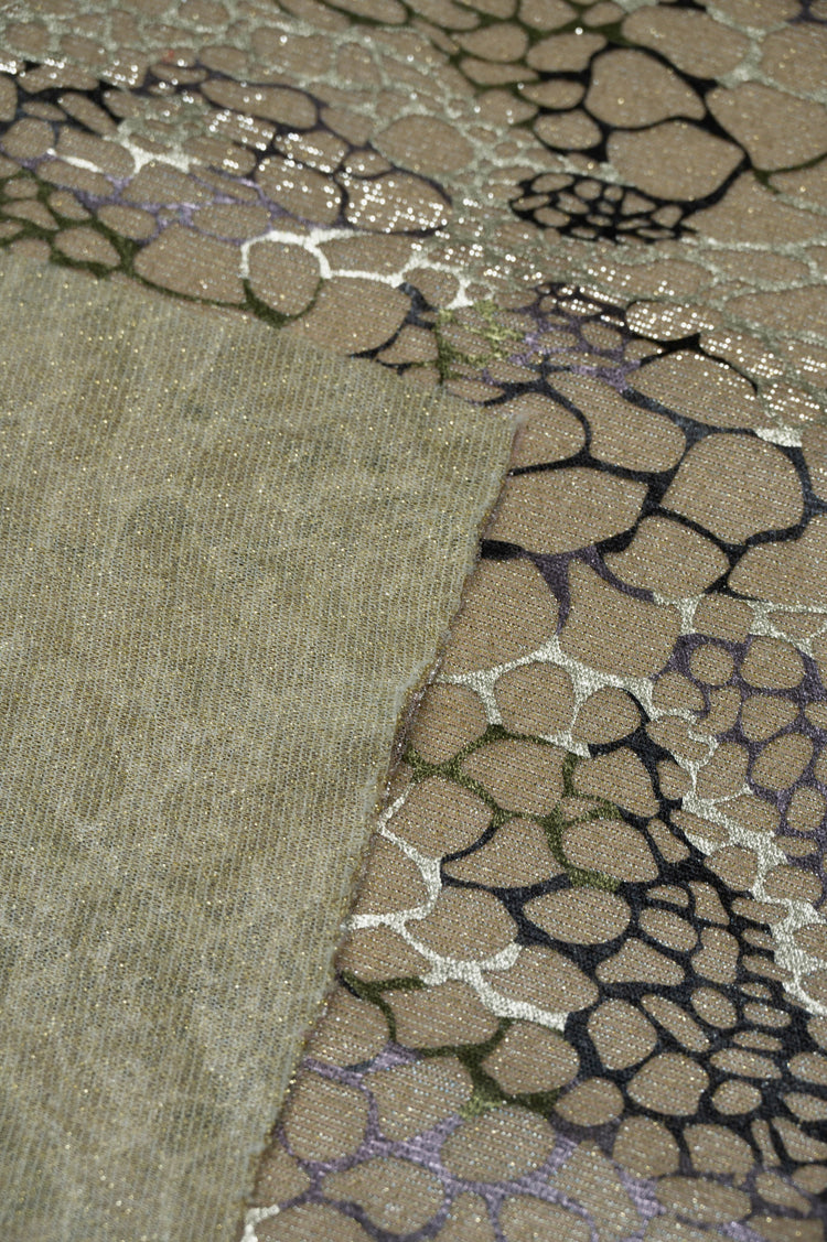 Metallic Animal Skin Double Knit - Light Mauve/Gold