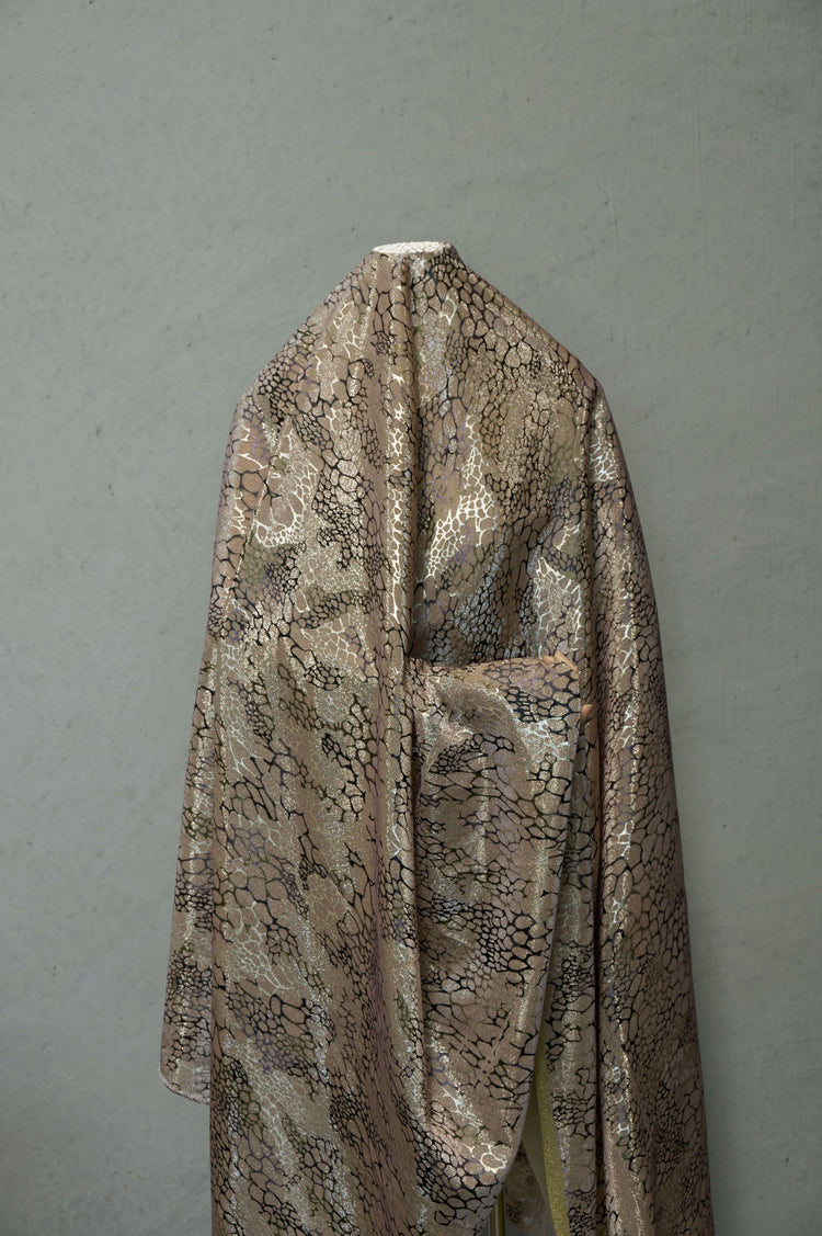Metallic Animal Skin Double Knit - Light Mauve/Gold