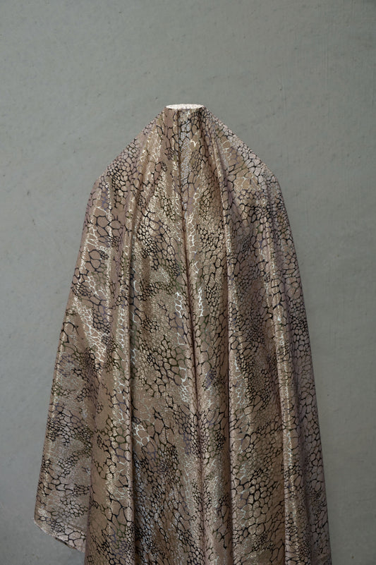 Metallic Animal Skin Double Knit - Light Mauve/Gold