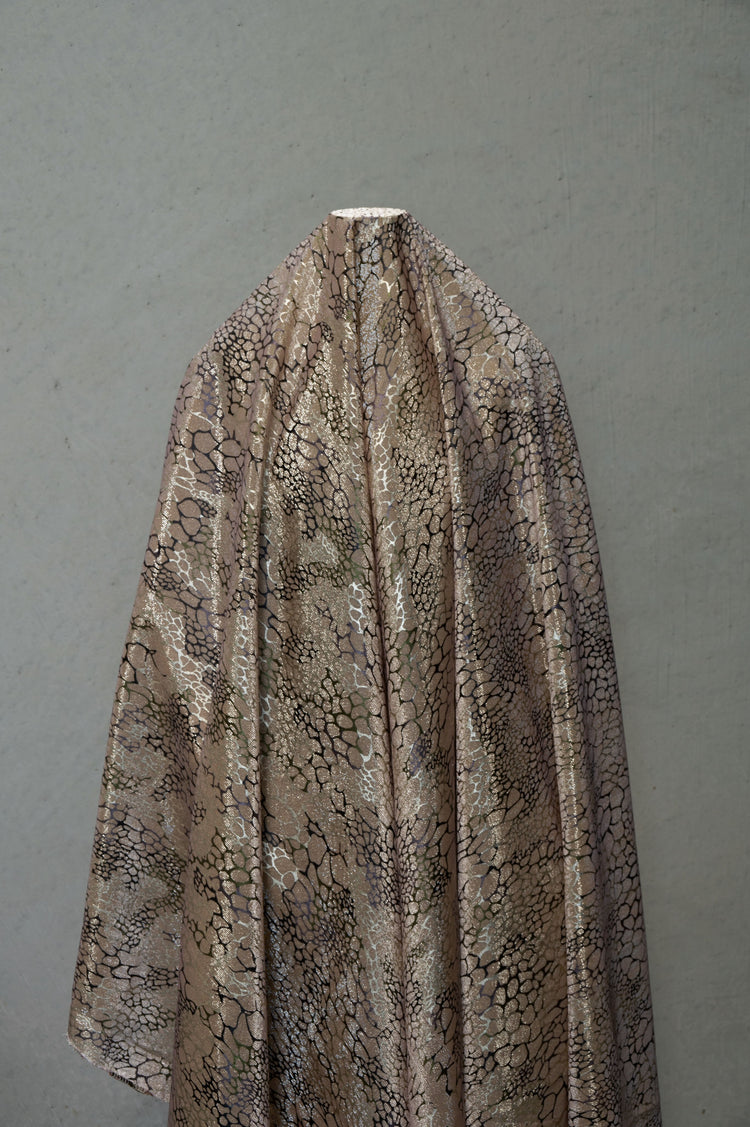 Metallic Animal Skin Double Knit - Light Mauve/Gold