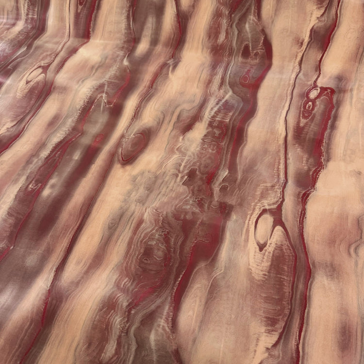 PVC - Soft Swirl Grain Marble Print - Peach/Crimson Pink