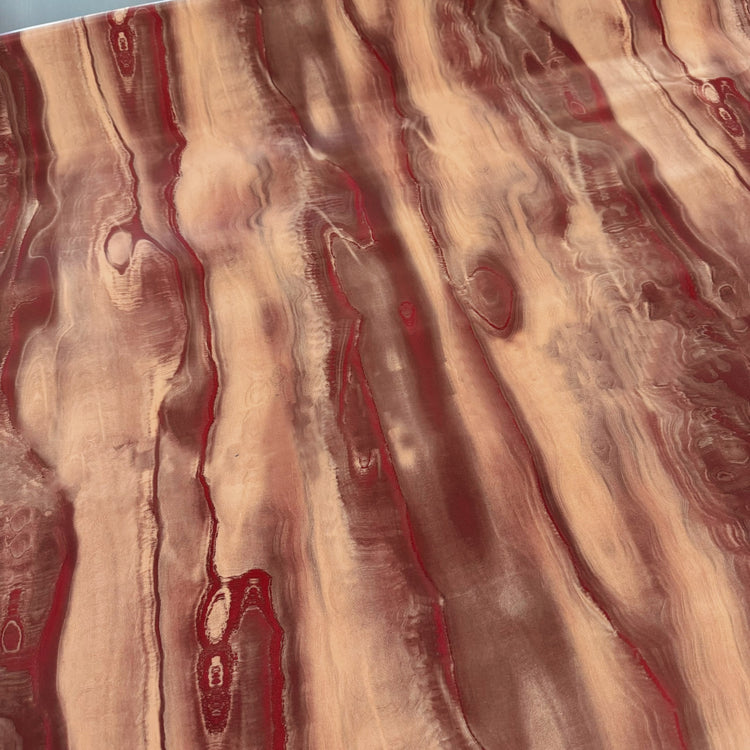 PVC - Soft Swirl Grain Marble Print - Peach/Crimson Pink