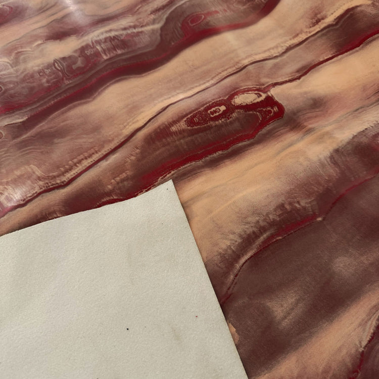 PVC - Soft Swirl Grain Marble Print - Peach/Crimson Pink