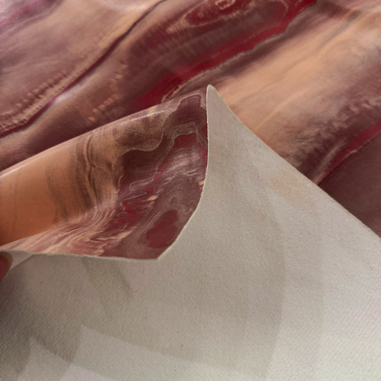 PVC - Soft Swirl Grain Marble Print - Peach/Crimson Pink