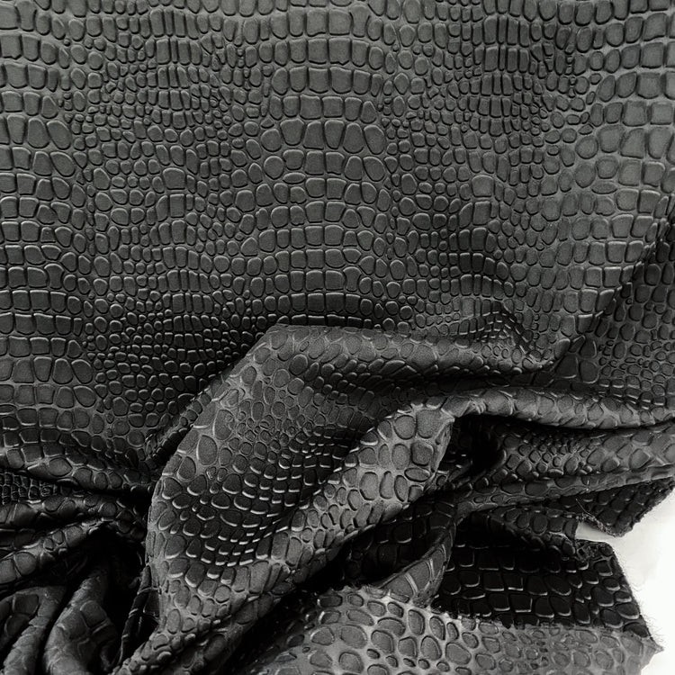 Embossed Crocodile Double Knit - Black