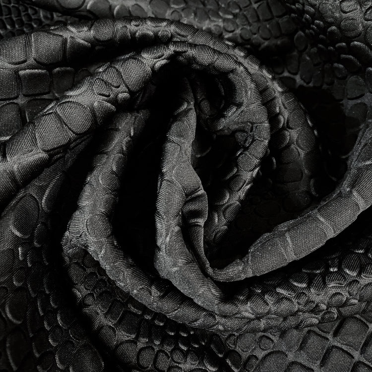 Embossed Crocodile Double Knit - Black