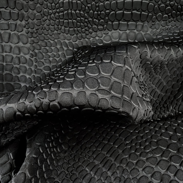 Embossed Crocodile Double Knit - Black