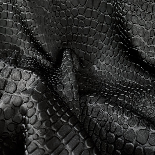 Embossed Crocodile Double Knit - Black