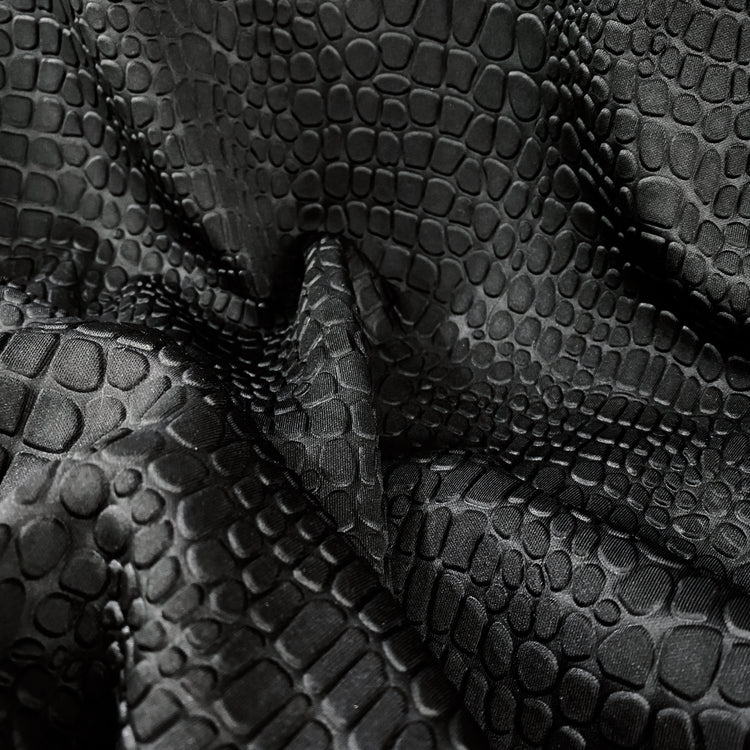 Embossed Crocodile Double Knit - Black