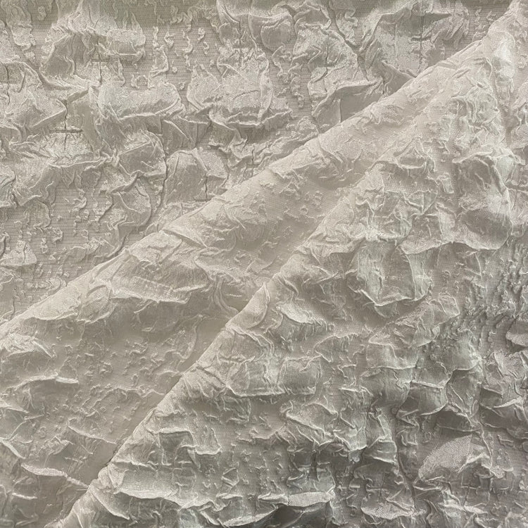 Crinkle Textured Cloqué - White
