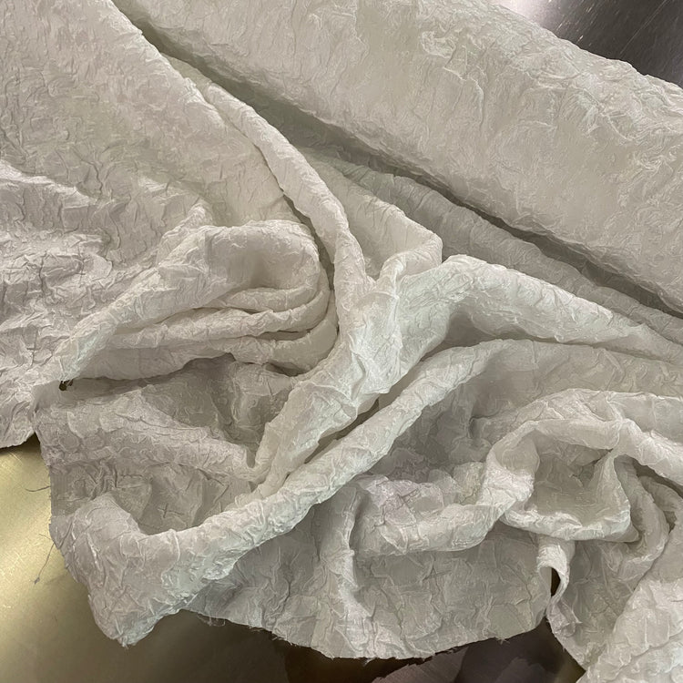 Crinkle Textured Cloqué - White