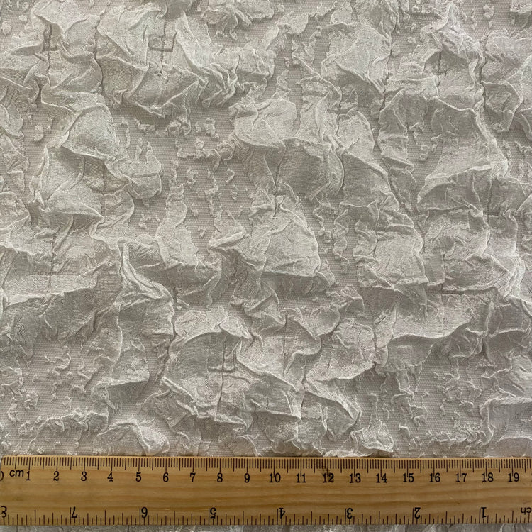 Crinkle Textured Cloqué - White