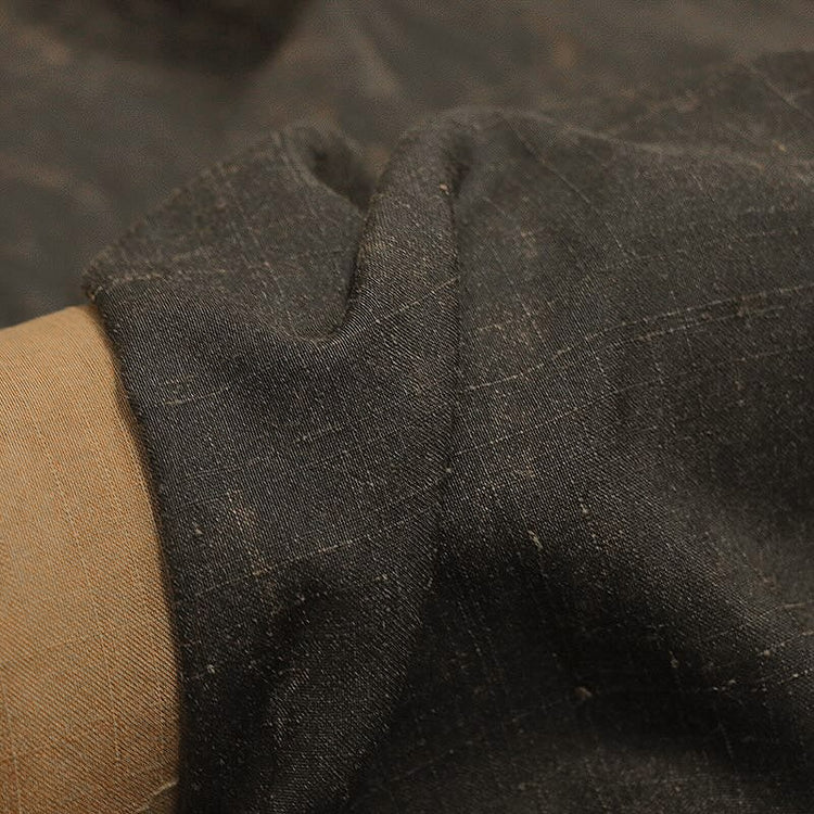 Subtle Check Slub Plain Weave - Sienna/Chocolate