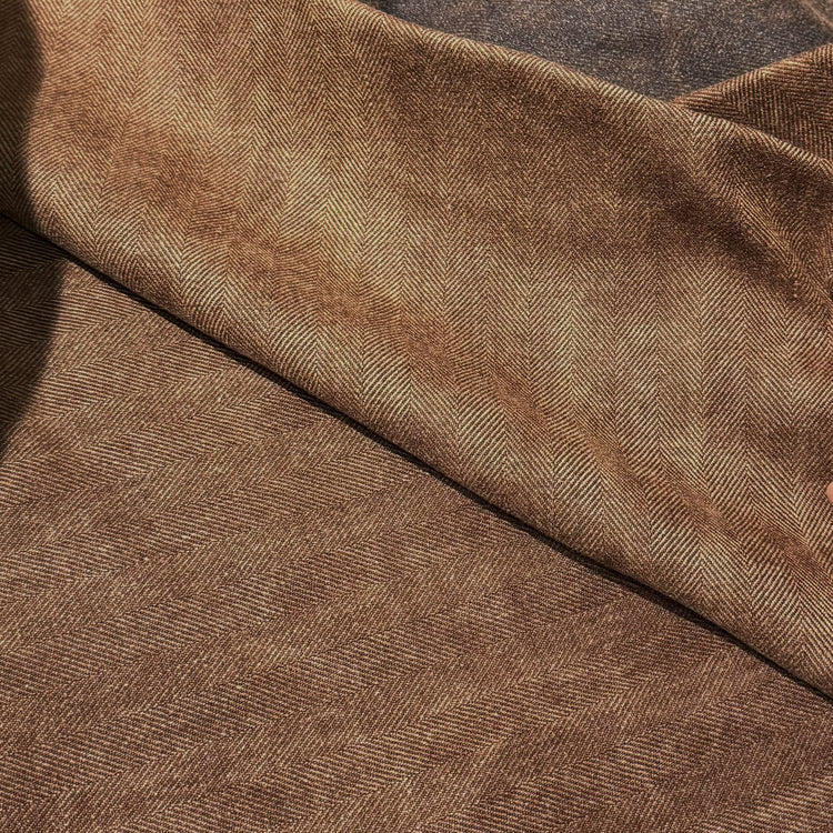 Natural Dyed Tussah Silk Herringbone - Saddle Brown
