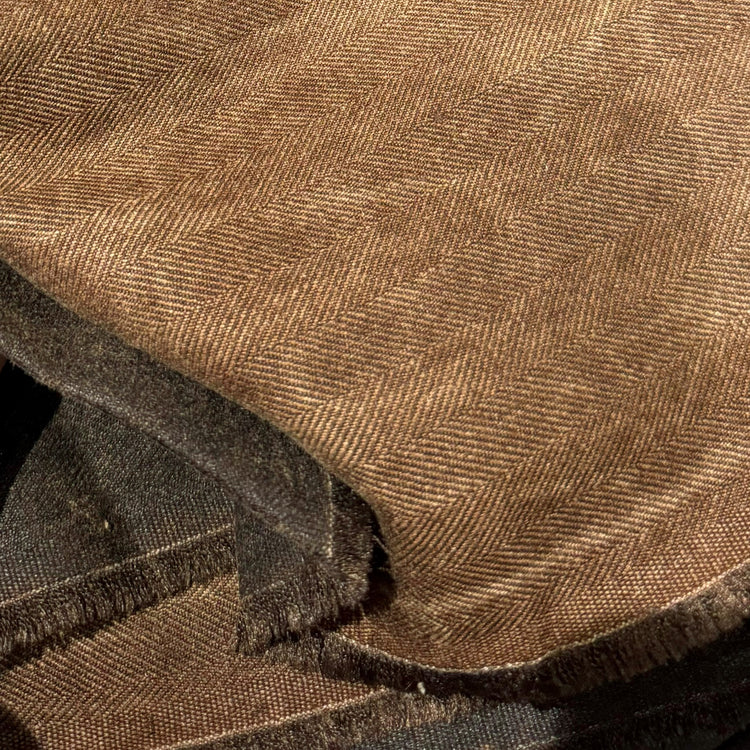 Natural Dyed Tussah Silk Herringbone - Saddle Brown