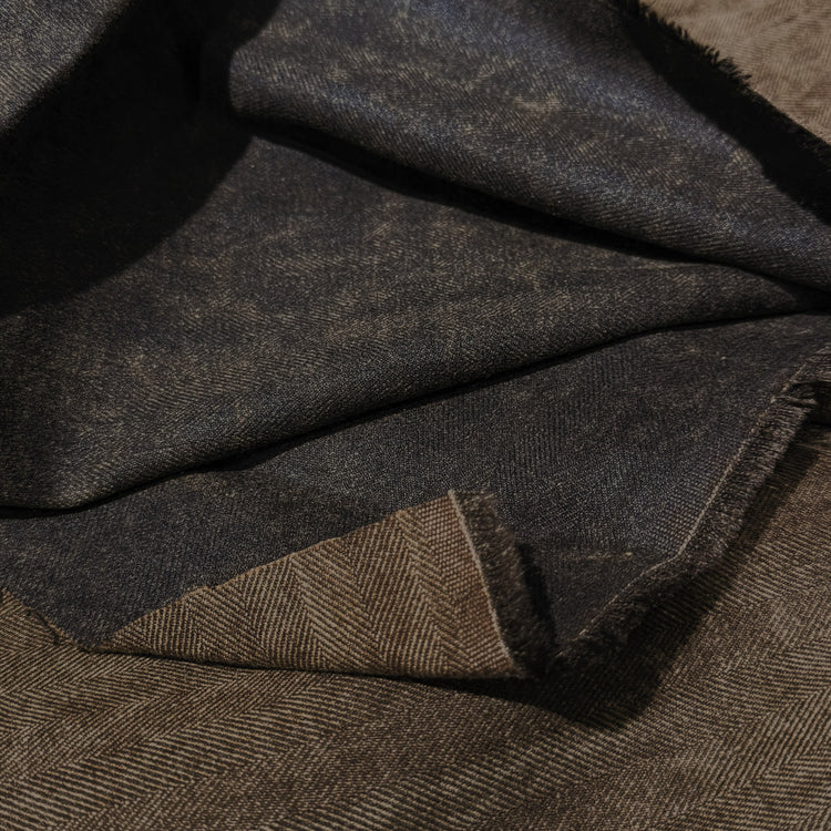 Natural Dyed Tussah Silk Herringbone - Saddle Brown