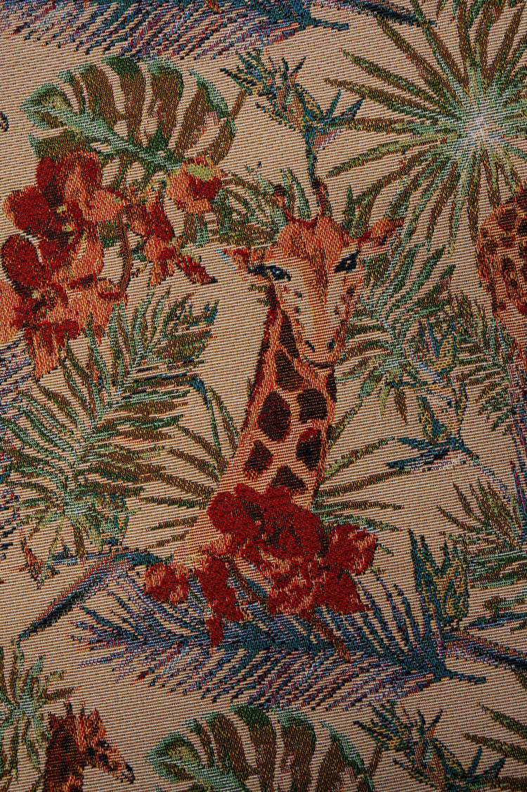 Giraffe & Palm Frond Jacquard - Tan/Rust