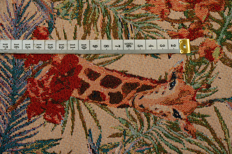 Giraffe & Palm Frond Jacquard - Tan/Rust