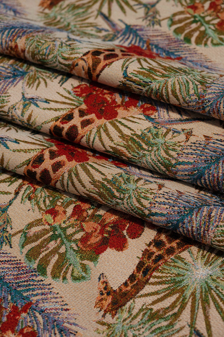 Giraffe & Palm Frond Jacquard - Tan/Rust