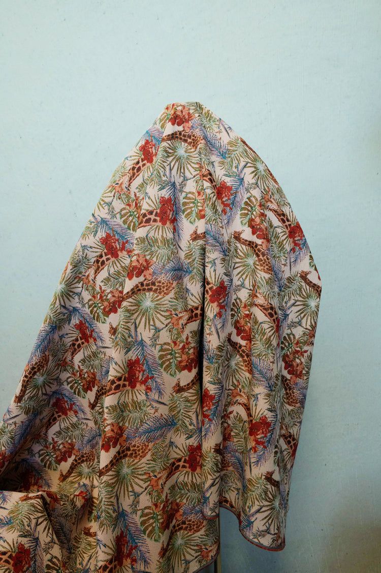 Giraffe & Palm Frond Jacquard - Tan/Rust